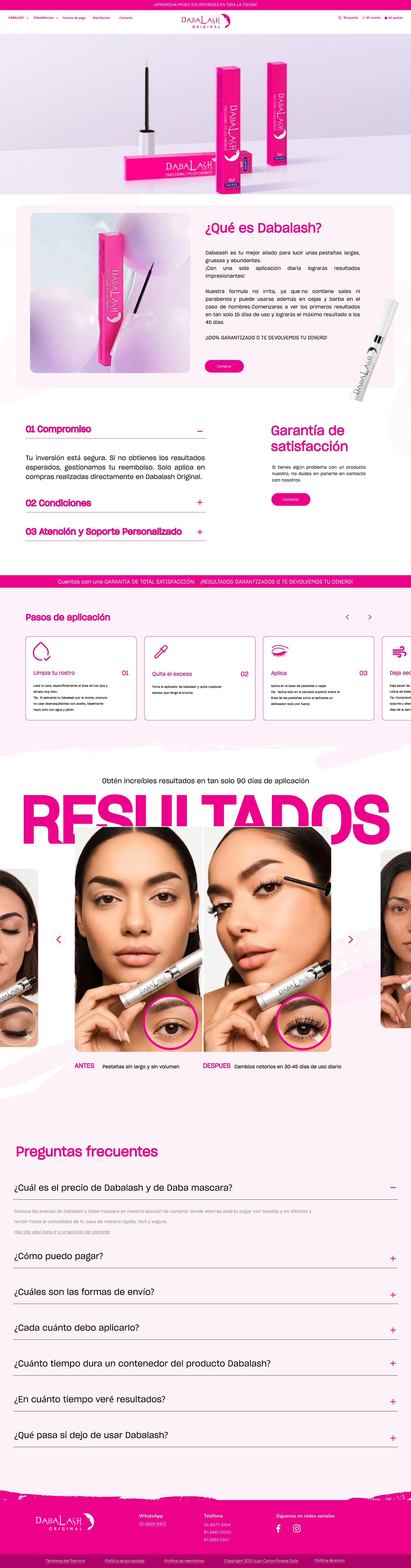 Dabalash Original — página de producto rediseñada